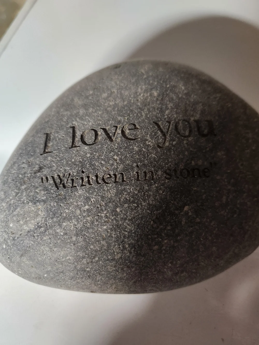 I Love You Engraved River Stone - Gray